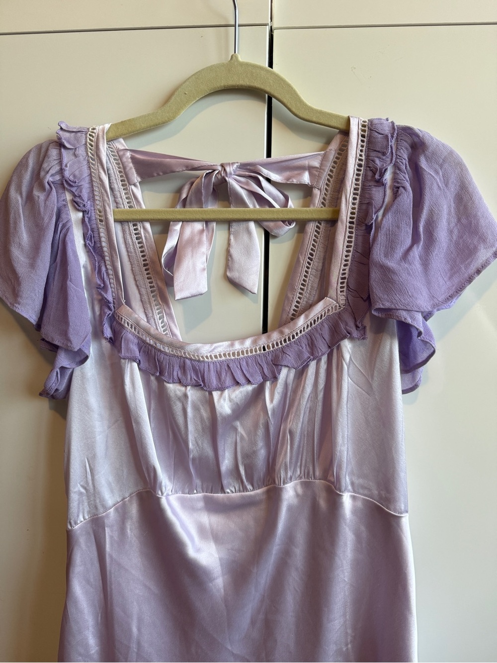 NWT Free People Violet Visions Slip Mini Dress Satin Purple Ruffle - Picture 10 of 16